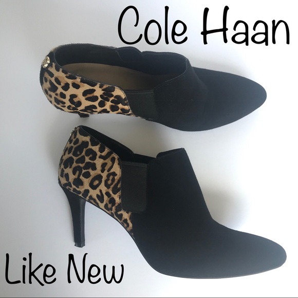 Cole Haan Shoes - Cole Haan black suede & leopard booties 9.5